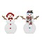 Set of 2 Snowmen with Warm White Cord Lights 24" & 28" Height